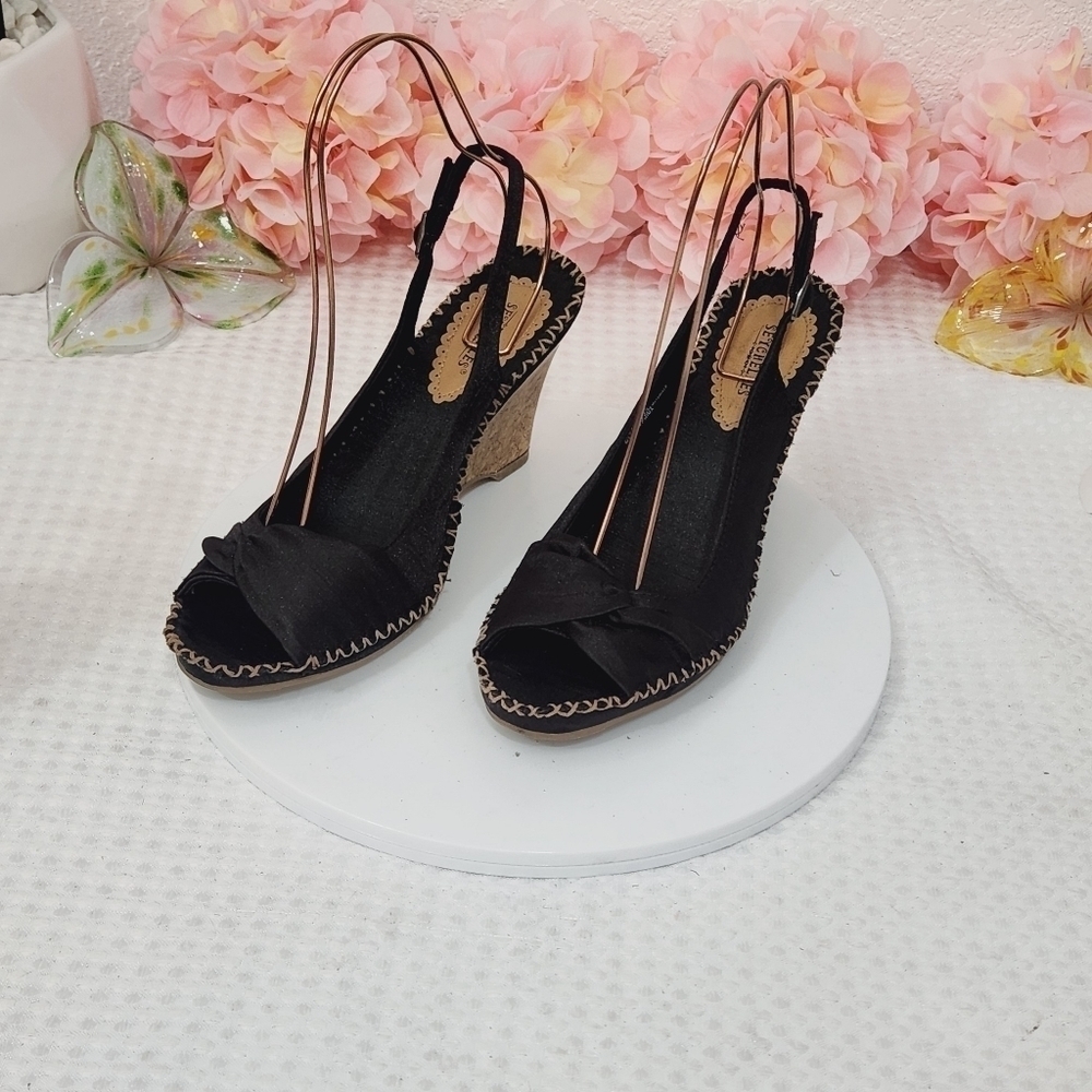 Seychelles Singapore Cork Sling Back Wedges Size 9.5